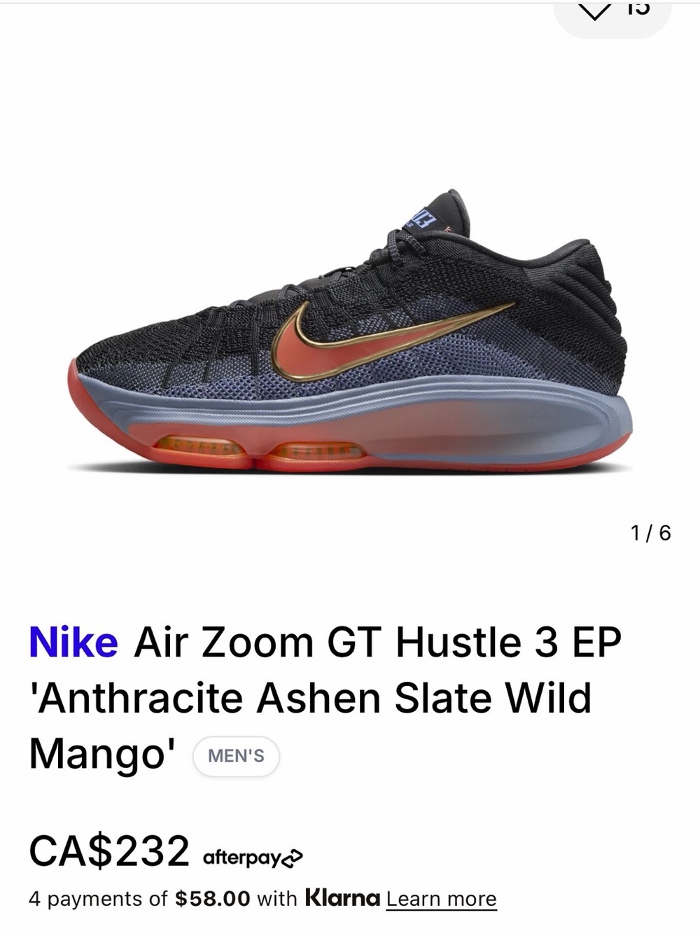 Brand New Nike Air Zoom GT Hustle 3 EP Black Slate with Red/Gold Swoosh